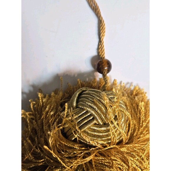 Vintage‎ Large Tassel Pompoms Yellow Furniture Decor Decorative - Picture 2 of 2